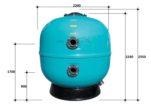 Фильтр 190м3/ч Gemas NEPTUNE COMMERCIAL 2200мм М1 фланец 200 мм черная крышка 400 (021220) фото 2