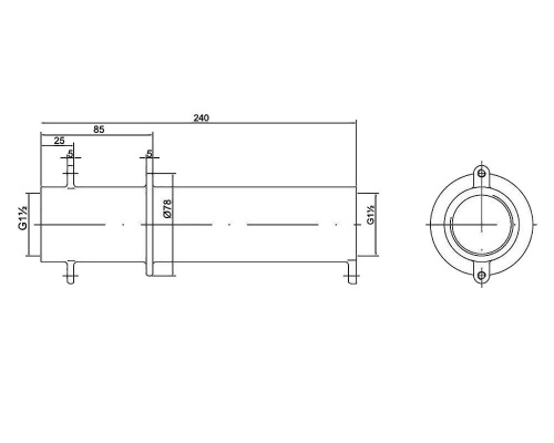 Проход стеновой 240мм Hugo Lahme из бронзы 1 1/2" ВРх1 1/2" ВР (плитка) (3040050) фото 2