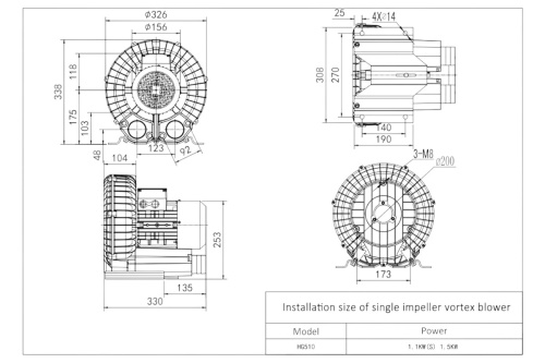 Компрессор 1,5кВт AM 230В HG510 (HG510-15BD5) фото 3