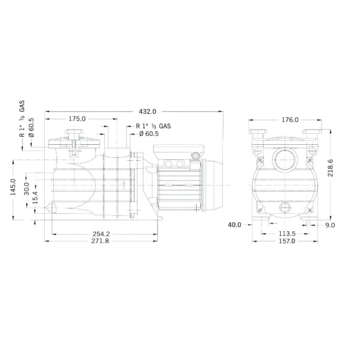 Насос с префильтром   8,5м3/ч PSH MICRO-50 Н=8 0,37кВт 230В (морская вода) (1MIC1050M2V) фото 3